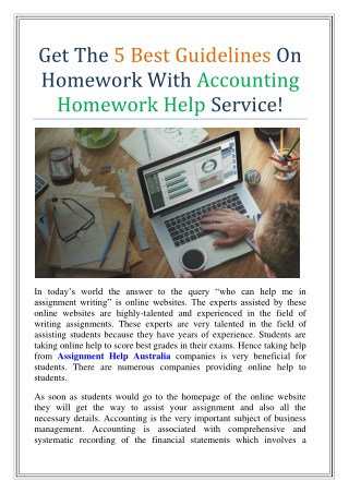 Get The 5 Best Guidelines On Homework With Accounting Homework Help Service!
