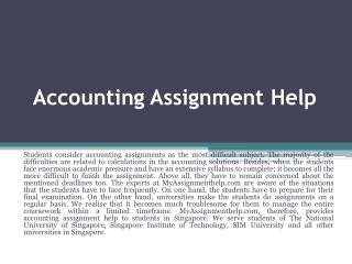 Help with Accounting Assignment