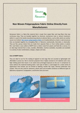 Non Woven Polypropylene Fabric Online Directly from Manufacturers