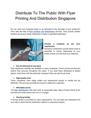 Distribute to the public with flyer printing and distribution singapore