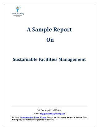 Sample Report on Sustainable Facilities Management By Instant Essay Writing