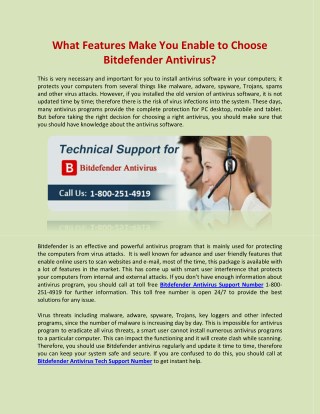 What Features Make You Enable to Choose Bitdefender Antivirus?