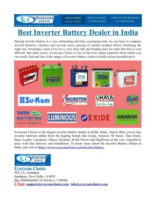 Best Inverter Battery Dealer in India