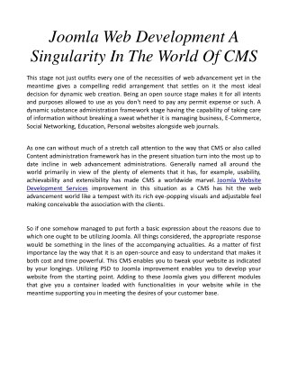 Joomla Web Development A Singularity In The World Of CMS