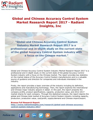 Global and Chinese Accuracy Control System Market Research Report 2017