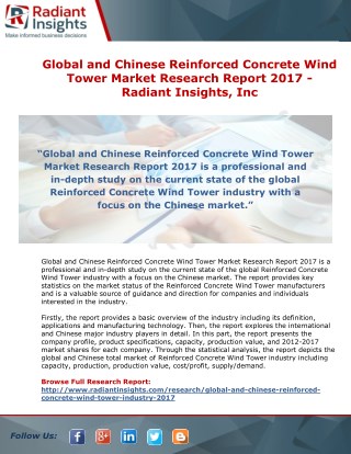 Global and Chinese Reinforced Concrete Wind Tower Market Research Report 2017