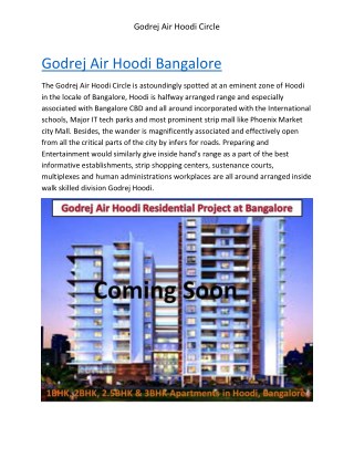 Godrej Air Hoodi| Pre Launch | Whitefield | Bangalore