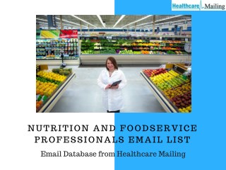 Nutrition and Foodservice Professionals Email List