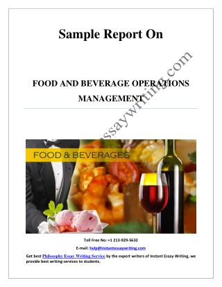 Sample Report on Food and Beverage Operations Management By Instant Essay Writing