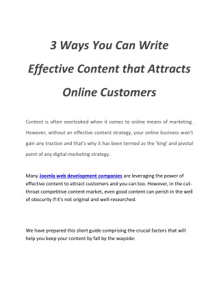 3 Ways You Can Write Effective Content that Attracts Online Customers