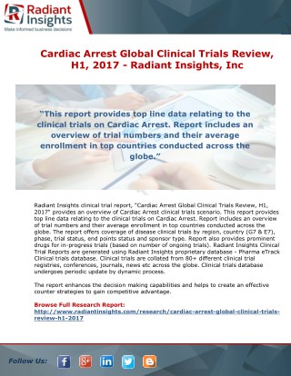 Cardiac Arrest Global Clinical Trials Review, H1, 2017 - Radiant Insights