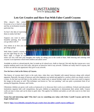 Lets Get Creative and Have Fun With Faber Castell Crayons