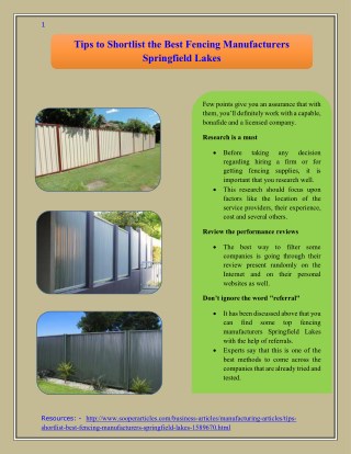 Tips to Shortlist the Best Fencing Manufacturers Springfield Lakes