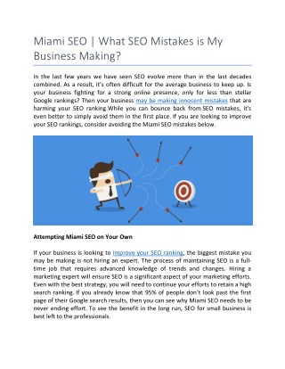 Miami SEO | What SEO Mistakes is My Business Making?