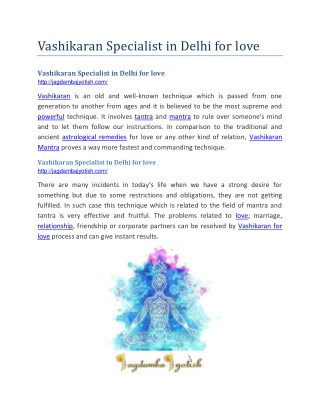 Vashikaran Specialist in Delhi for love