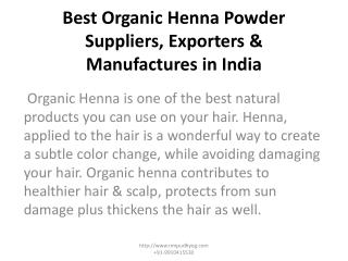 Best Organic Henna Powder Suppliers, Exporters & Manufactures in India