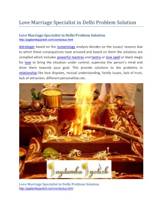 Love Marriage Specialist in Delhi Problem Solution