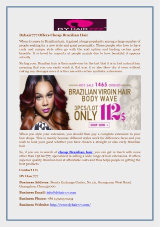 Dyhair777 Offers Cheap Brazilian Hair