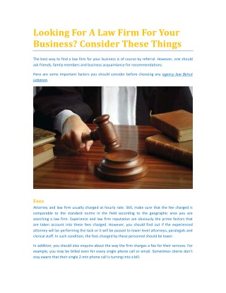 Looking For a Law Firm for Your Business? Consider These Things