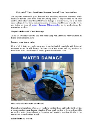 Water Damage Bloomigton MN and Minneapolis