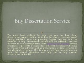 Buy Dissertation Service