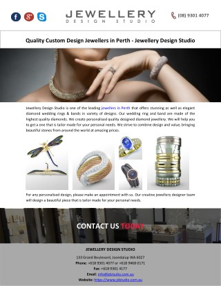 Quality Custom Design Jewellers in Perth - Jewellery Design Studio