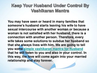 Keep Husband Under Control By Vashikaran Mantra | 9650069881