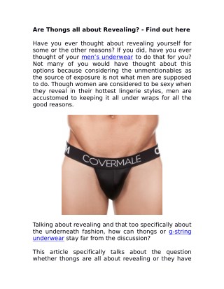 Are Thongs all about Revealing? - Find out here