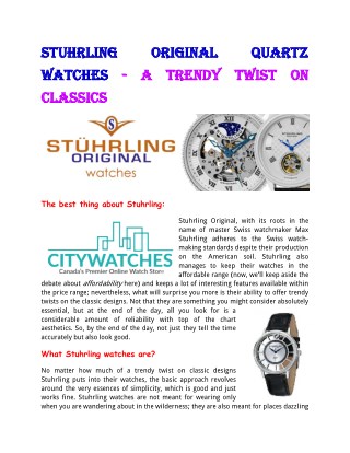 Stuhrling Original Quartz Watches - A Trendy Twist On Classics