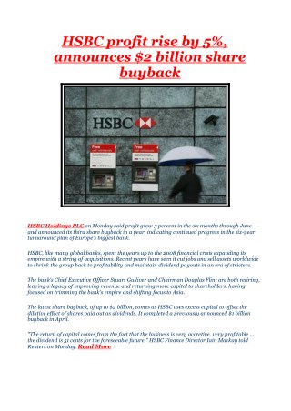 HSBC profit rise by 5%, announces $2 billion share buyback