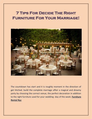 7 Tips For Decide The Right Furniture For Your Marriage!