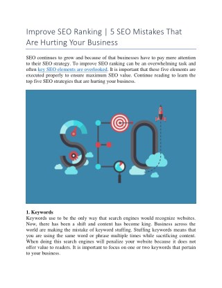 Improve SEO Ranking | 5 SEO Mistakes That Are Hurting Your Business