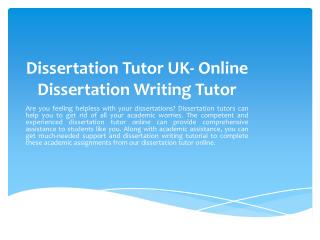 Dissertation Tutor UK