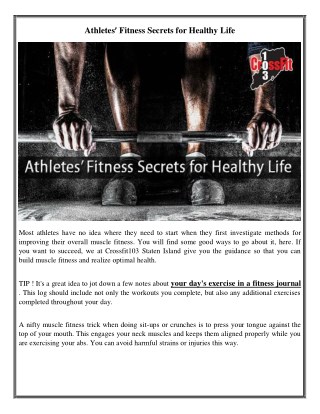 Athletes’ Fitness Secrets for Healthy Life