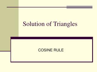 Solution of Triangles