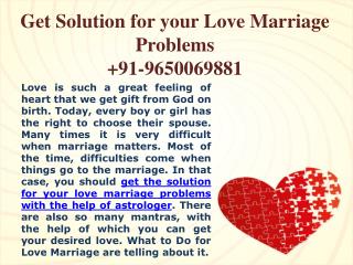 Get Solution for your Love Marriage Problems | 9650069881