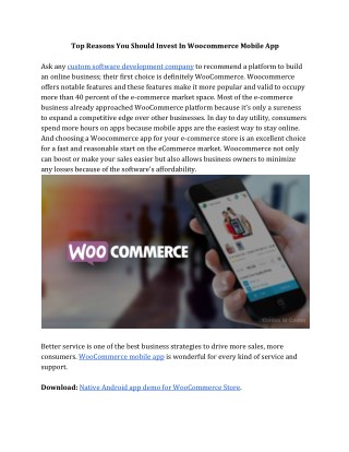 Top Reasons You Should Invest In Woocommerce Mobile App