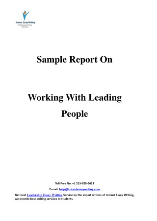 Sample Report on Working with Leading People By Instant Essay Writing