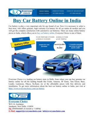 Buy Car Battery Online in India