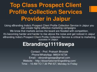 Top Class Prospect Client Profile Collection Services Provider in Jaipur