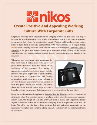Create Positive And Appealing Working Culture With Corporate Gifts