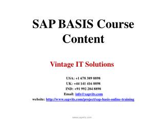 SAP BASIS Course Content | SAP Basis Training in Gurgaon
