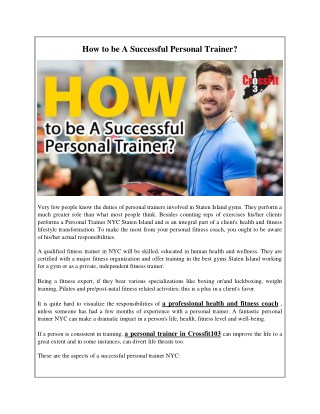 How to be A Successful Personal Trainer?