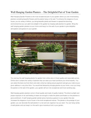Wall Hanging Garden Planters – The Delightful Part of Your Garden