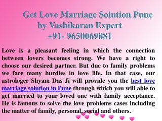 Get Love Marriage Solution Pune by Vashikaran Expert 9650069881