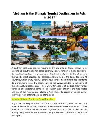 Vietnam is the Ultimate Tourist Destination in Asia in 2017
