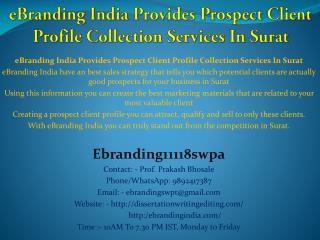 eBranding India Provides Prospect Client Profile Collection Services In Surat