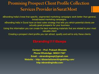Most Promising Prospect Client Profile Collection Services Provider in Surat