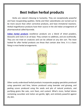 Best Indian herbal products