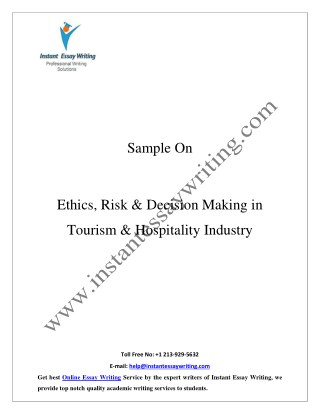 Sample Report on Ethics, Risk & Decision Making in Tourism & Hospitality